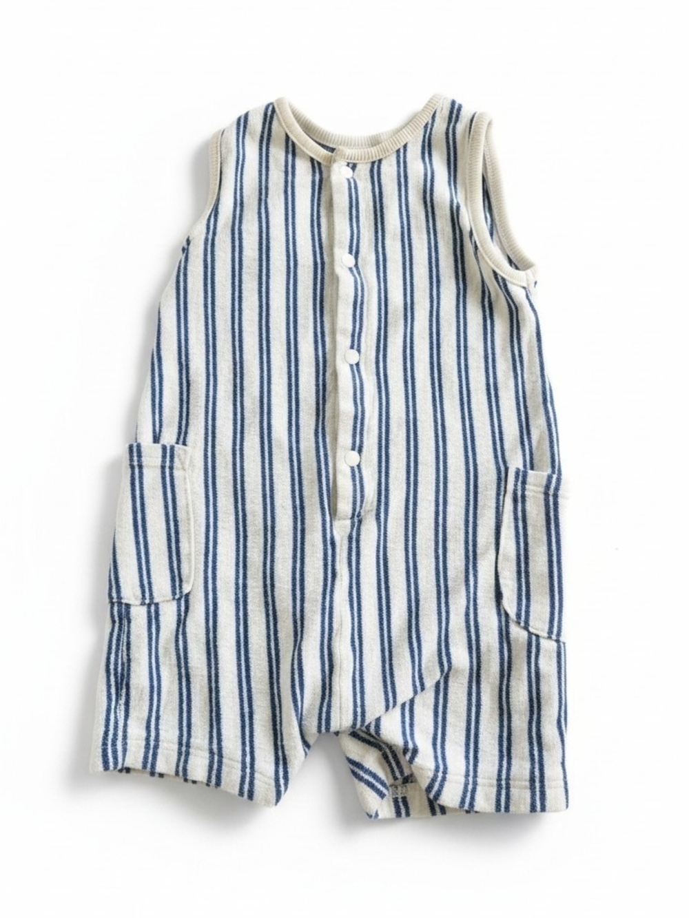 H&M Whitw and Navy Striped Sleeveless Romper
